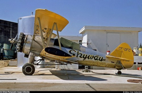 Boeing Stearman, CF-DFC, Skyway Air Sevices http://www.abpic.co.uk/photo/1101894/ August 1967, Abbotsford, BC. Mike Ody Collection