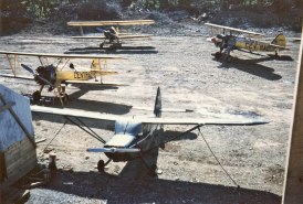 - #41 N4787V, #45 Nxxxxx and unknown - Stearmans at Boston Brook airstrip, 1953, Mac McGlothin image.